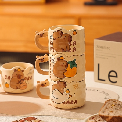 陶瓷杯子高颜值卡皮巴拉家用喝水杯女生马克杯情侣杯办公室咖啡杯
