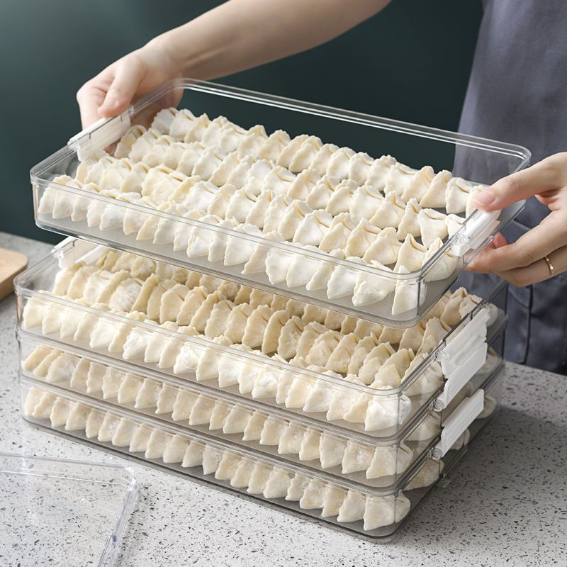 饺子收纳盒冰箱用玻璃速冻放托盘水饺食品级多层冰箱用冷冻盒馄饨