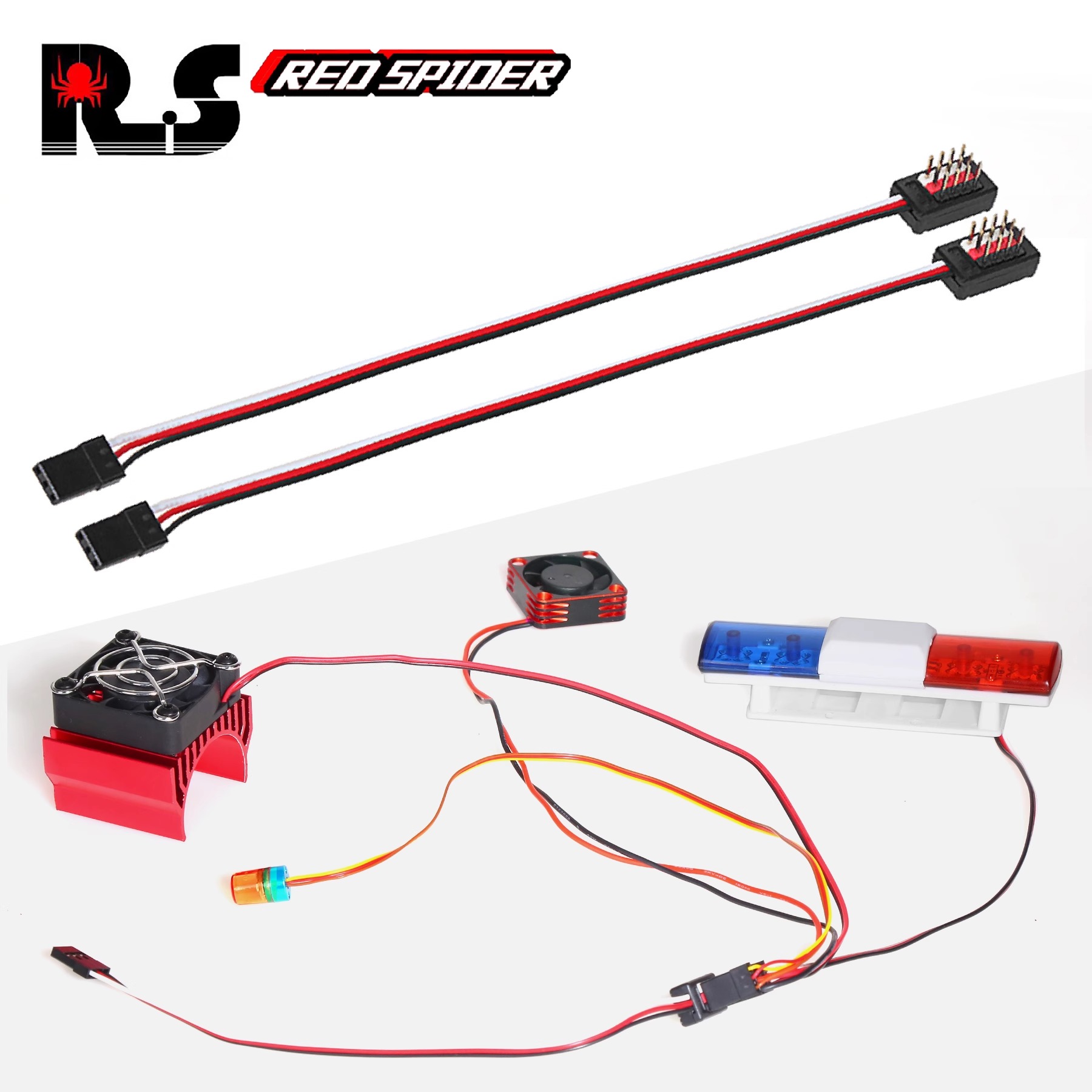 RS红蜘蛛 航模车模电调舵机散热器灯4合1集线器信号线并联Y线R189