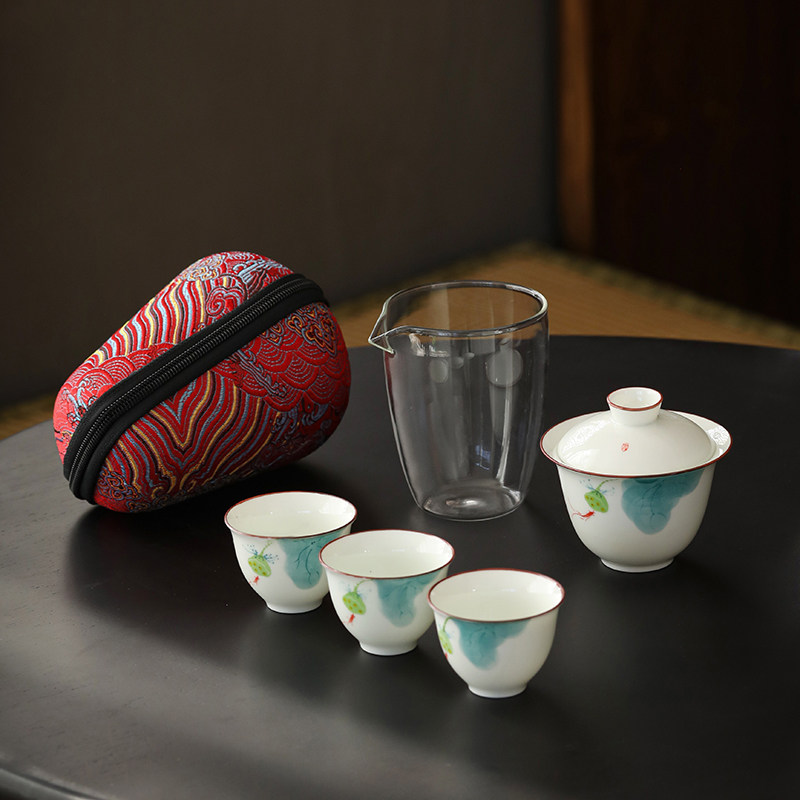 旅行茶具快客杯一壶三杯便携式包