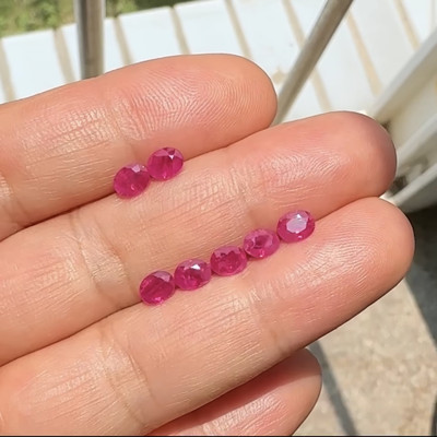 天然红宝石裸石彩色宝石椭圆手链耳钉套装配石