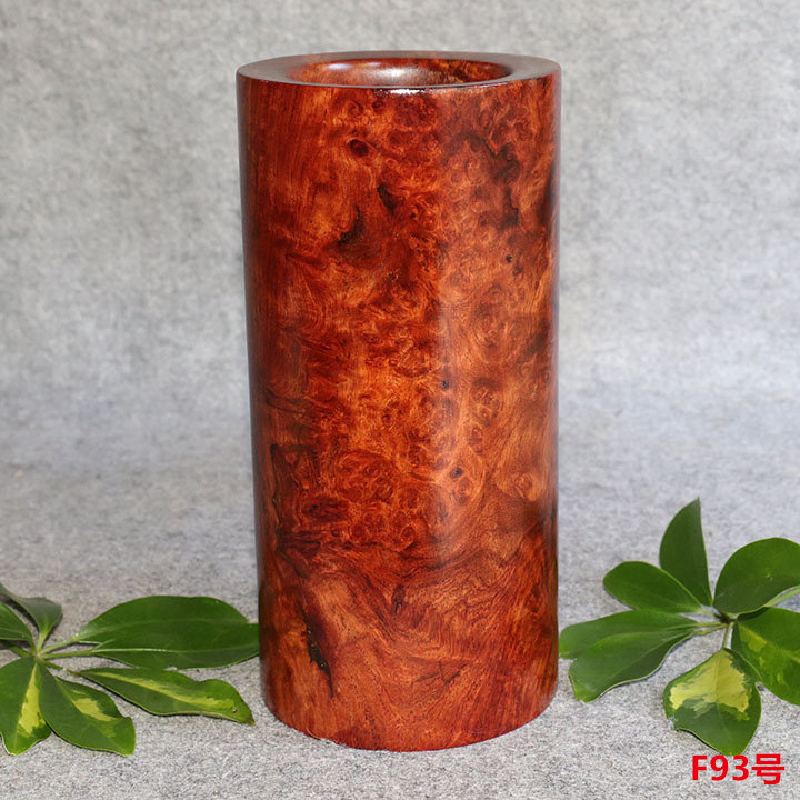 红木笔筒中式干花瓶缅甸花梨木瘿木树瘤整木收藏品22*10.7厘米F93