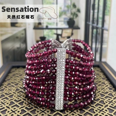 原创天然石榴石小众高级感轻奢气质法式叠戴手链手环2025年新品