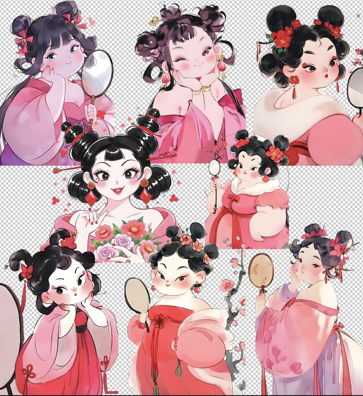 哪吒卡通石矶娘娘头像插画印花海报素材模板设计png
