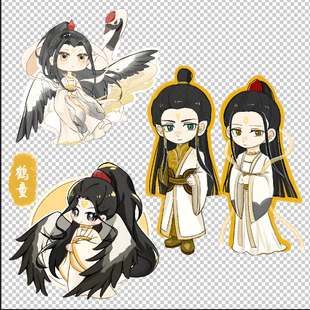 藕饼鹿童鹤童卡通人物q版T恤印花热转印服装烫画印花免扣图素材