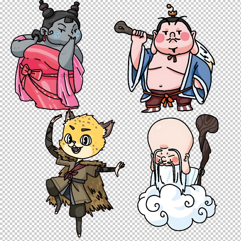哪吒太乙简笔画头像表情插画卡通热转印印花海报Q版免扣图素材