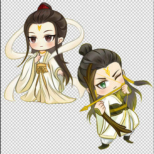 哪吒配角鹿童鹤童插画热转印T恤印花海报q版免扣图素材png格式