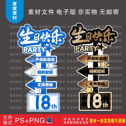 生日快乐布置18岁成人14岁礼迎宾牌女孩男孩指引立牌PS素材非实物