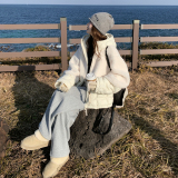 新款羊羔毛羽绒拼接外套90连帽羽绒服131-P295K448，女装羽绒服，浙宝131