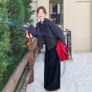 新款  现货 格子拼接毛呢外套131-7517P165K248图片