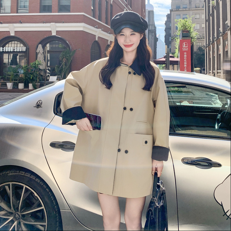 新款现货撞色风衣外套131-7379P175K258,女装风衣,浙宝131