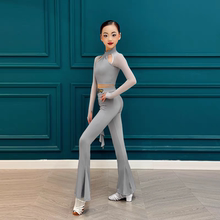 高级版拉丁舞服摩登舞练功服跳舞上衣女儿童秋冬新款舞蹈裤子套装