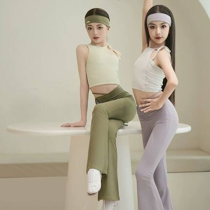星辰拉丁舞服女童练习套装舞蹈裤修身显瘦时尚少儿练功服长裤夏季