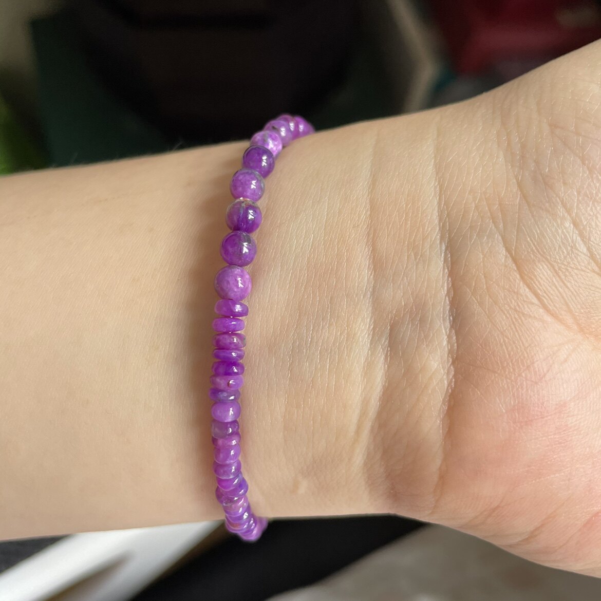 醒走 天然舒俱来老料玉化冰紫红果冻凝胶紫粉紫娇紫色冰桃红手链