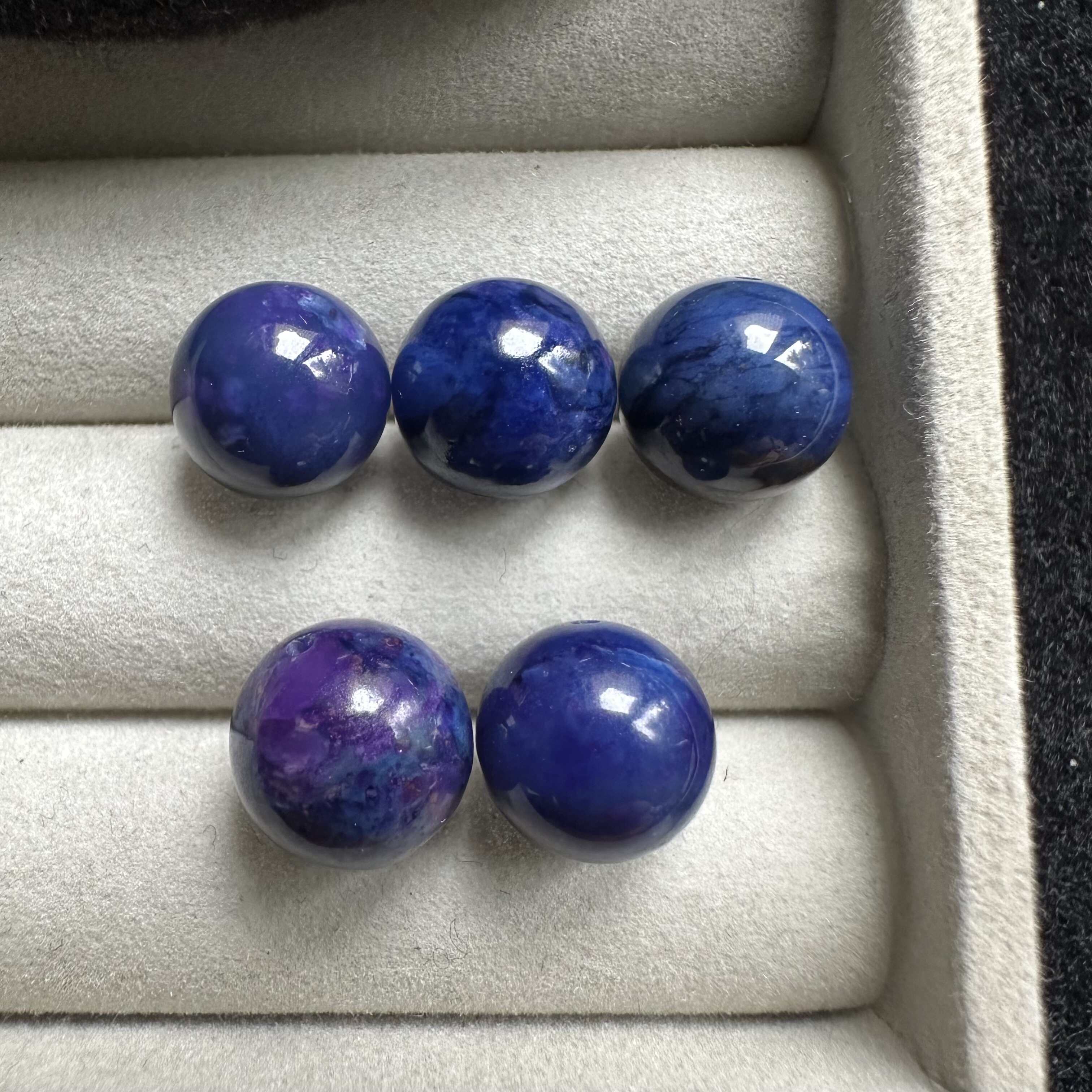 醒走9.5-10mm天然舒俱来老料玉化果冻凝胶夜樱花星际蓝紫色圆珠子