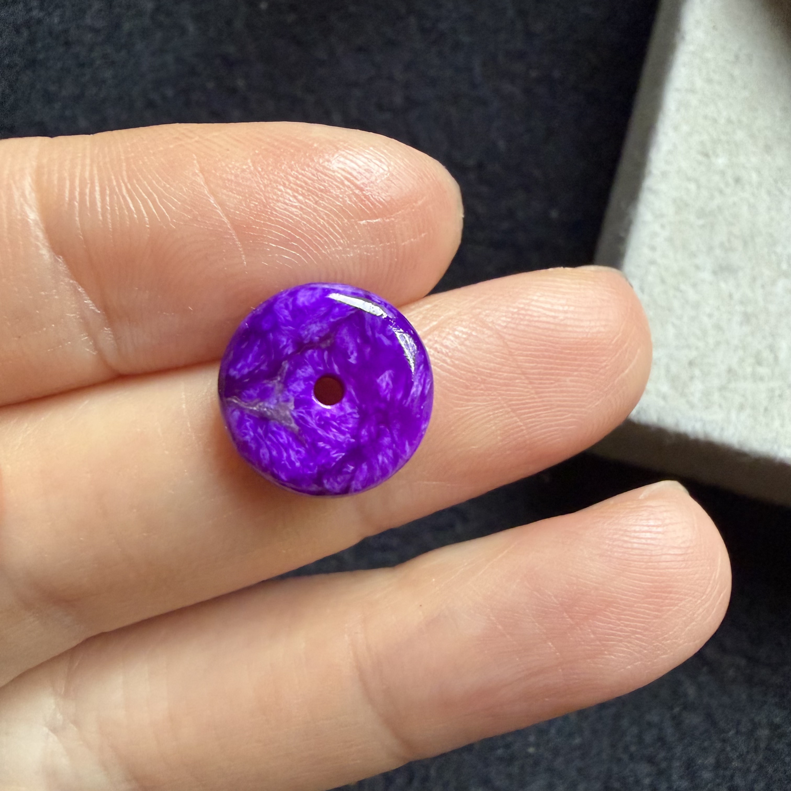 醒走 天然舒俱来老料全玉化润透艳丽紫丝绒皇家紫小平安扣子吊坠