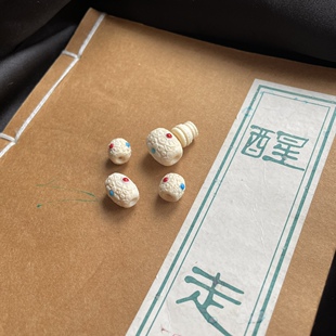 猛犸象牙雕刻六字箴言镶嵌南红绿松石青金石文玩佛珠三通腰珠顶珠