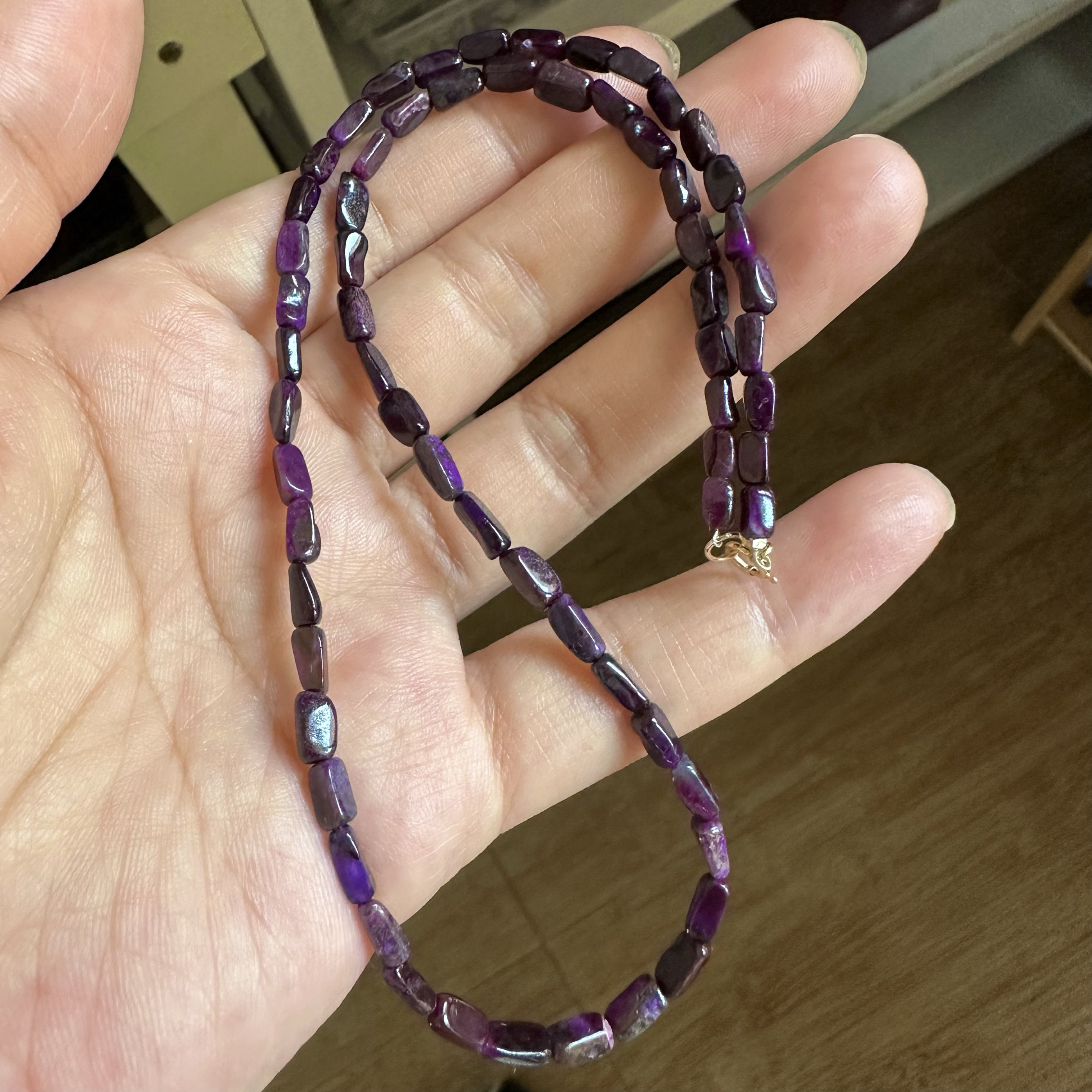 醒走天然舒俱来老矿老油紫帝王紫皇家紫深紫色随形珠子锁骨链项链