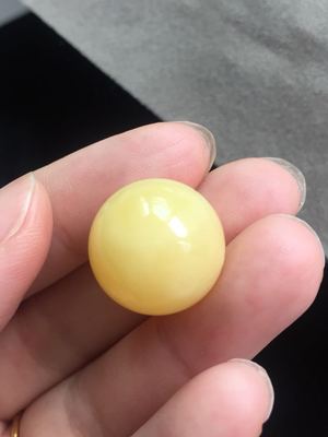 醒走 天然原矿鸡油黄白蜜蜡18mm单珠白花蜜蜡大珠子多宝圆珠