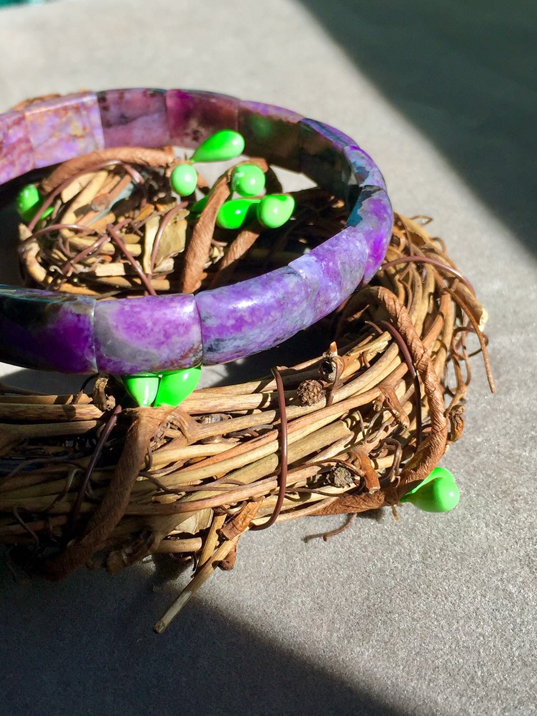 醒走 天然老料舒俱来皇家紫色樱花果冻手排手镯子苏纪石舒俱莱徕