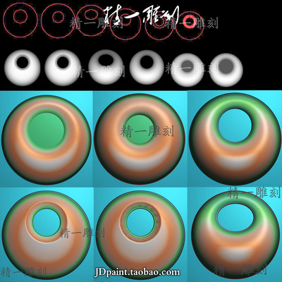 jdp精雕图1428圆偏心扣回纹公主平安扣打包挂件吊坠bmp灰度图异形