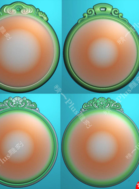 精jdp格式精雕图899带花牌头圆形平安无事牌平安牌bmp灰度浮雕刻