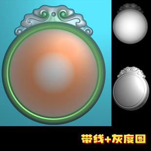 jdp028圆牌头边框平安牌挂件精雕图浮雕图电脑机器雕刻图灰度图