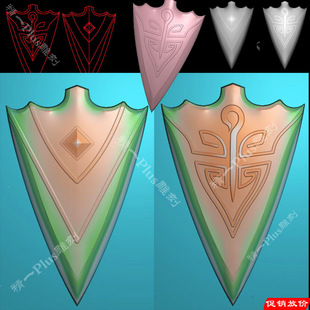 精一jdp格式精雕图853仿古花纹将军令牌刀箭头bmp浮灰度图雕带线