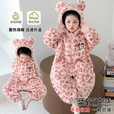 新款女童睡衣冬季加厚珊瑚绒女