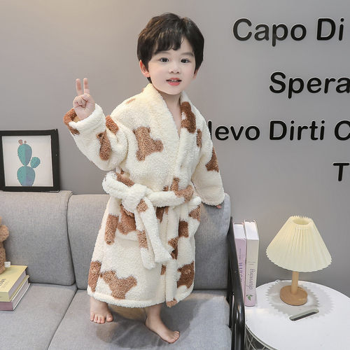 新款男童睡袍冬季儿童浴袍珊瑚绒