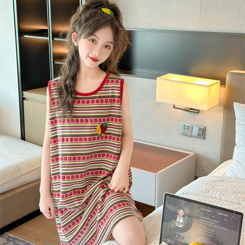 新款2025女童睡裙夏初中生女孩