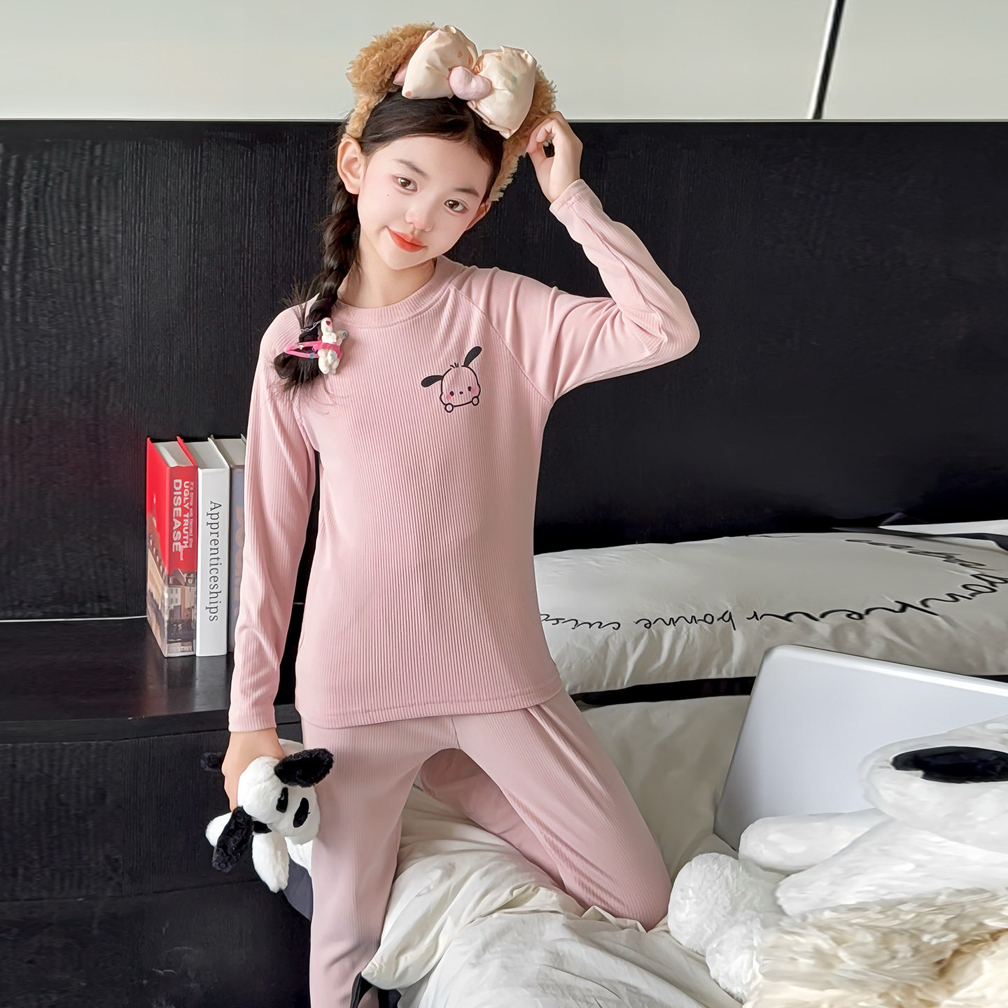 新款 2025冬季女童加绒套装中大童女宝宝保暖加厚打底内衣两件套