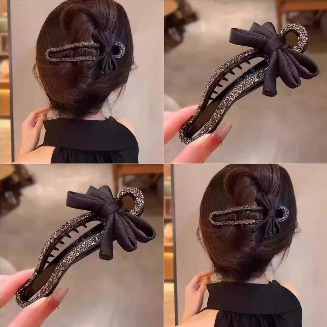 下单立减50】气质碎钻蝴蝶结发卡抓夹盘发神器鸭嘴夹一字夹子头饰,家庭/个人清洁工具,盘发器,淘宝优惠券,粉丝福利购,淘宝优惠卷