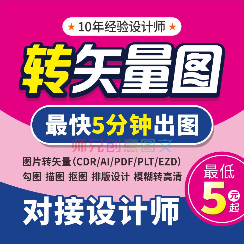 ai cdr矢量图制作plt ezd logo代画ai高清图ps抠图片转源文件修复图片