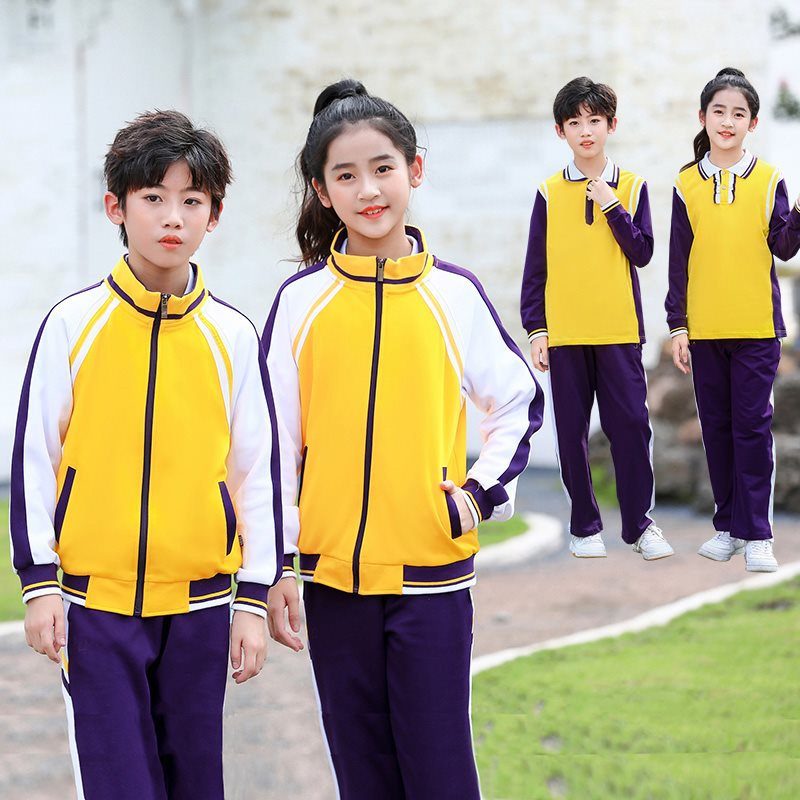 珠海斗门区统一小学生冬装外套校服男生女生长袖套装校服裤加厚