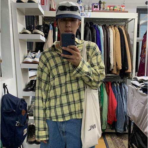 韩国代购男装格纹衬衫2件包邮