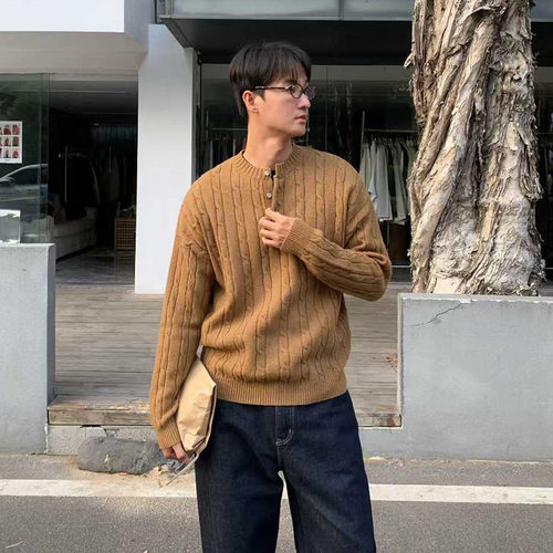韩国代购亨利领针织衫男2件包邮