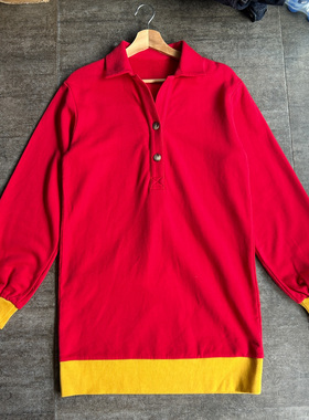 不褪换 千元级贵牌intermix春秋季女拼色翻领毛圈中长款卫衣上衣