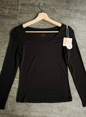 不褪换 *慕代工厂秋冬季女日本美雅碧纤维大U领长袖T恤打底衫秋衣