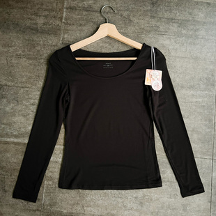 T恤打底衫 女日本美雅碧纤维大U领长袖 秋衣 慕代工厂秋冬季 不褪换