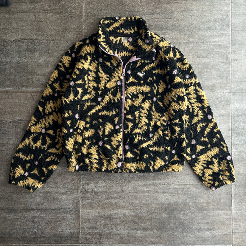 不褪换 澳洲roxy秋冬季女潮流全拉链仿羊羔毛外套毛毛衣大码胖MM