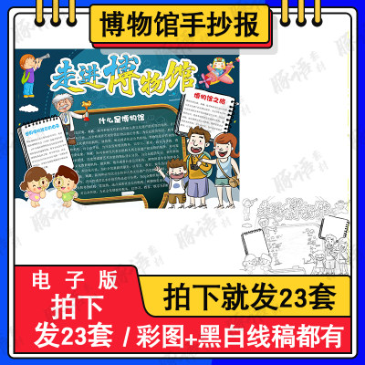 走进博物馆小报模板 国际博物馆日 我去过的博物馆手抄报模版