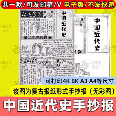 中国近代史洋务运动虎门销烟鸦片战争手抄报模版小报电子版a38k开
