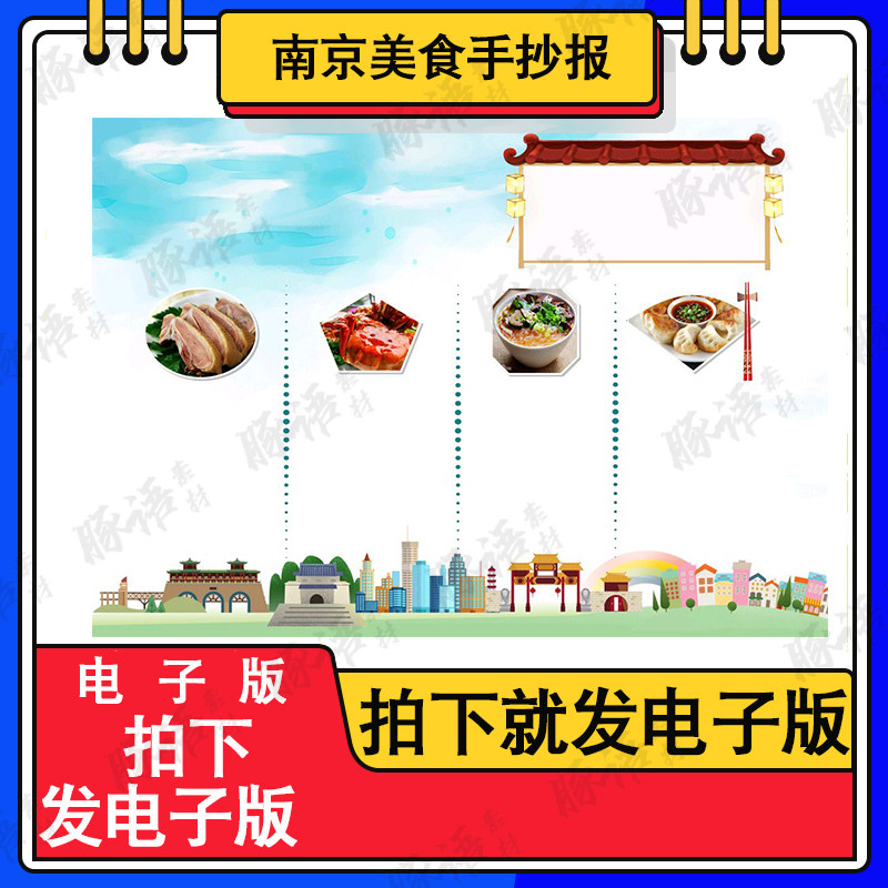 电子手抄报word版城市印象地方地理我的家乡南京美食风味手抄报a3