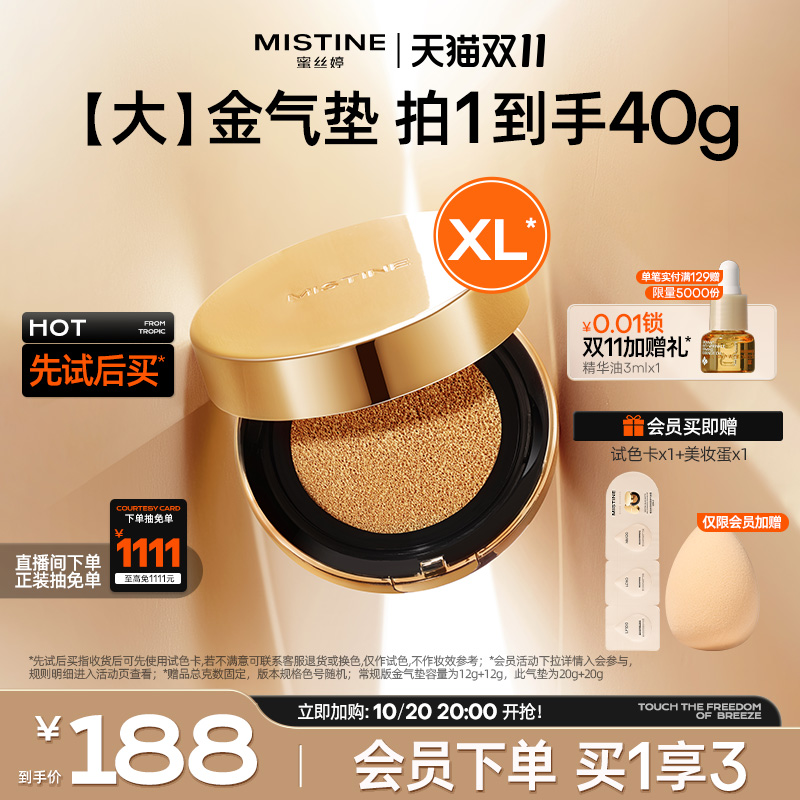 mistine蜜丝婷大金气垫BB霜遮瑕细腻保湿持久不脱妆混合油干皮