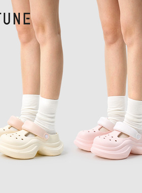 UTUNE优调新款厚底洞洞鞋SXT1389女夏季踩屎感EVA外穿增高