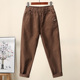 子牛仔裤 老爹裤 女2026新款 子弹力松紧腰哈伦裤 春秋加绒裤 咖啡色裤