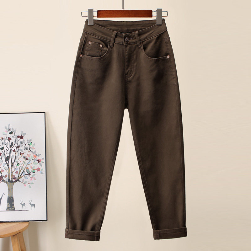 春秋新款哈伦裤子高腰牛仔裤宽松