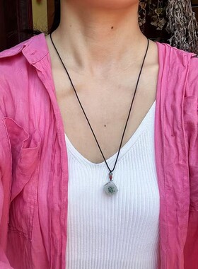 天然翡翠骰子项链绳锁骨链手机挂件包包小挂饰小众女闺蜜生日礼物