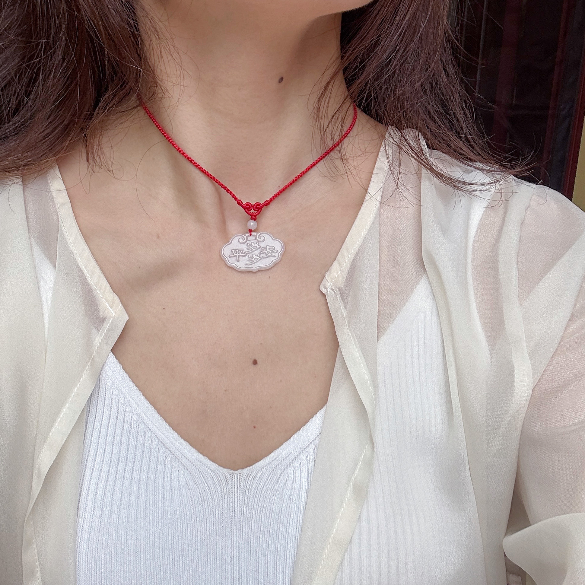 翡翠平安如意锁吊坠男女小宝宝儿童玉石项链玉佩玉坠玉牌生日礼物